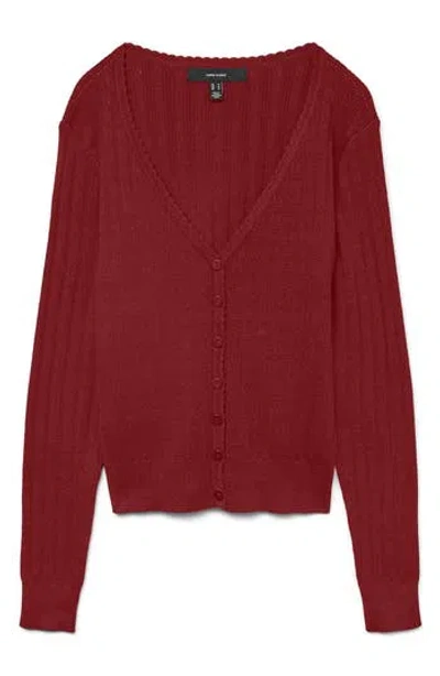 Vero Moda Willow Scallop Cardigan In Burgundy