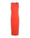 Vero Moda Woman Midi Dress Orange Size Xl Organic Cotton, Elastane