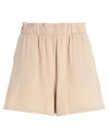 Vero Moda Woman Shorts & Bermuda Shorts Sand Size L Cotton, Recycled Cotton In Beige