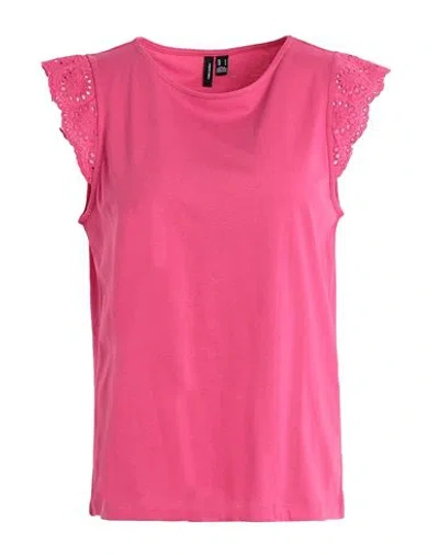 Vero Moda Woman Top Fuchsia Size L Organic Cotton In Pink
