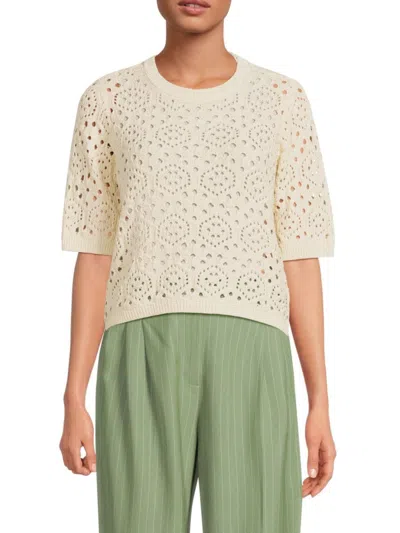 Vero Moda Women's Berry Cotton Eyelet Top In Birch