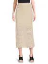Vero Moda Women's Berry Crochet Cotton Midi-skirt In Birch