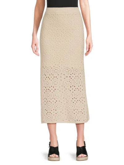 Vero Moda Women's Berry Crochet Cotton Midi-skirt In Birch