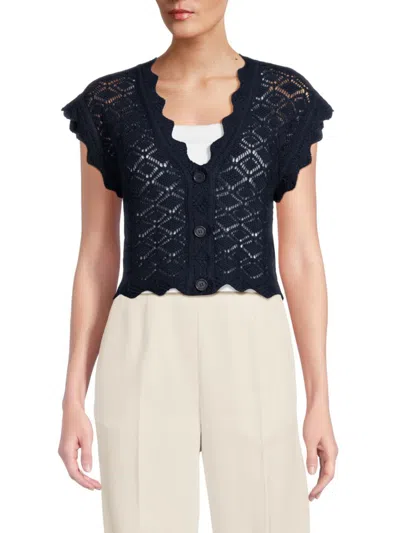 Vero Moda Women's Celia Knit Button Top In Navy Blazer