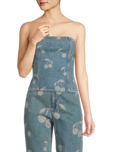 Vero Moda Women's Cherry-print Strapless Denim Top