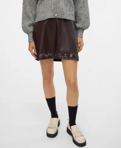 Vero Moda Women's Ciff High-waisted Faux-leather Mini Skirt In Chocolate Torte