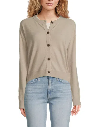 Vero Moda Women's Crewneck Cardigan In Moon Rock