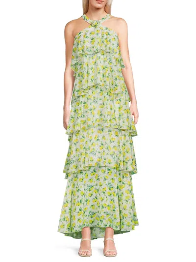 Vero Moda Women's Felicia Printed Ruffle Maxi Dress In Yellow Multi
