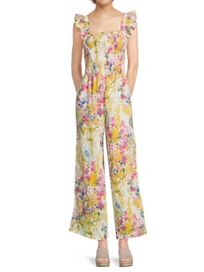 Vero Moda Women's Floral Ruffle-trim Cotton Jumpsuit