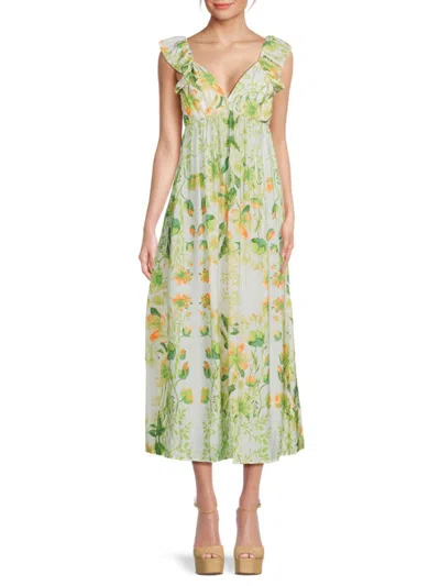 Vero Moda Women's Josie Floral Ruffle-trim Midi-dress
