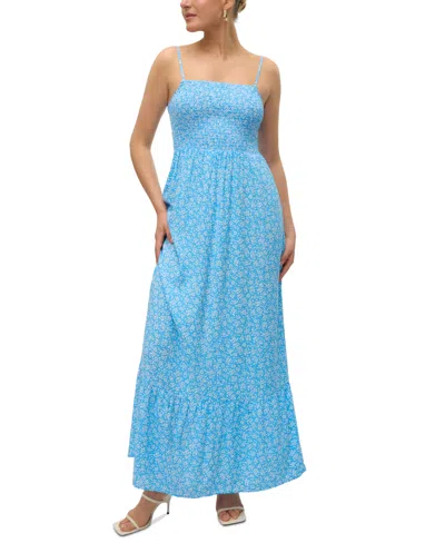 Vero Moda Women's Joy Printed Smocked Maxi Dress In Bonnie Blue