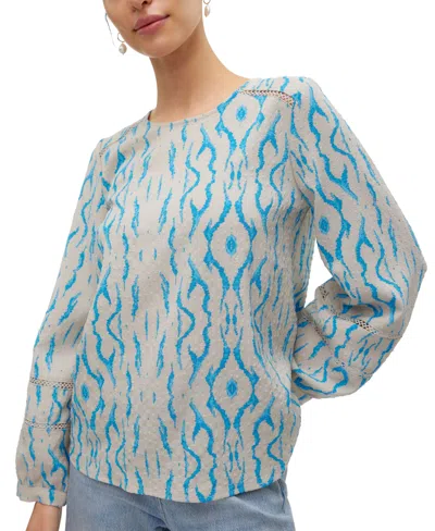 Vero Moda Women's Karin Jill Printed Blouson-sleeve Top In Silver Lining