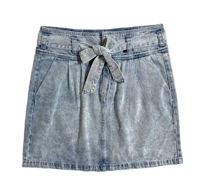 Vero Moda Women's Katie Denim Acid Wash Belted Retro Style Skirt In Blue