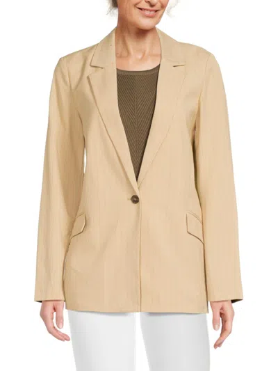 Vero Moda Women's Listakia Striped Single Button Blazer In Irish Cream