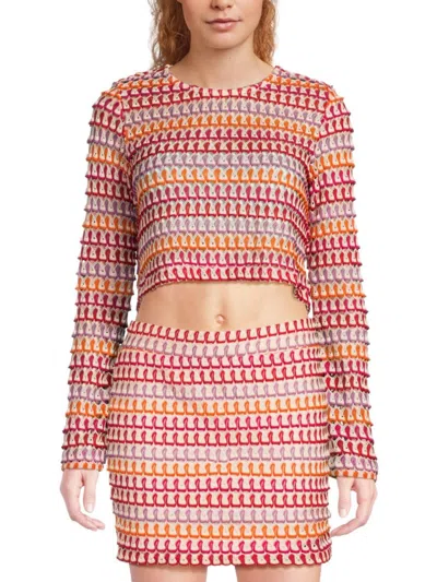 Vero Moda Women's Long-sleeve Crochet Crop Top In Multi