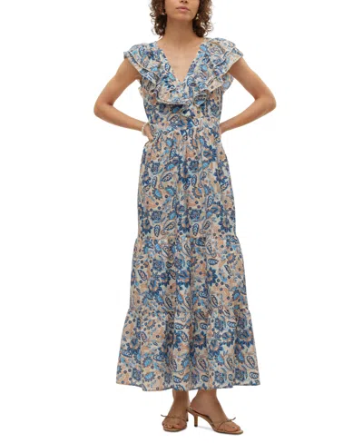 Vero Moda Women's Matilda Printed Layered-sleeve Maxi Dress In Ibiza Blue