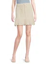 Vero Moda Women's Pointelle-knit Drawstring Miniskirt In Brown