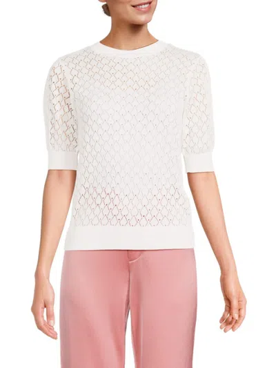 Vero Moda Women's Pointelle Knit Top In Snow White