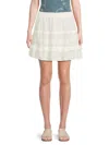 Vero Moda Women's Pretty Tiered Cotton Miniskirt In White