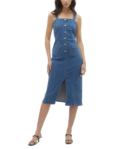 Vero Moda Women's Saila Sleeveless Denim Slit-front Midi Dress In Medium Blu