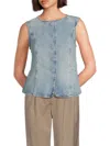 Vero Moda Women's Siola Round Neck Denim Vest In Light Blue