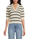 Vero Moda Women's Striped Polo In Cream Stripe