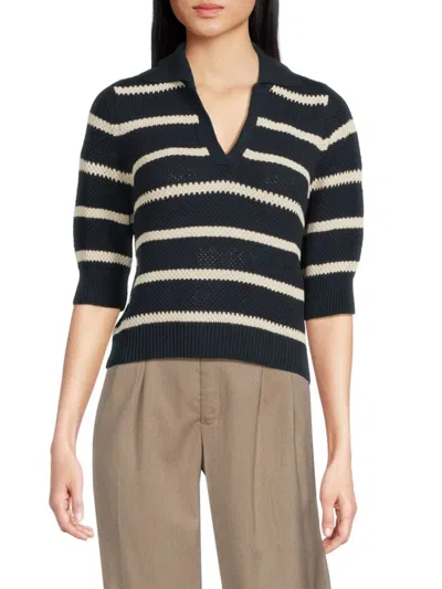 Vero Moda Women's Striped Polo In Navy Blaze