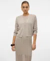 Vero Moda Aware Cable Knit Boxy Cardigan In Beige Melange - Part Of A Set-neutral In Abbey Stone