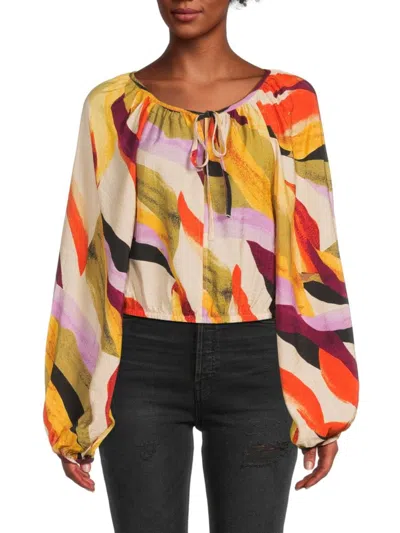 Vero Moda Women's Tilly Abstract-print Tie-neck Blouse