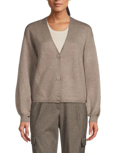 Vero Moda Women's V-neck Drop Shoulder Cardigan In Moon Rock
