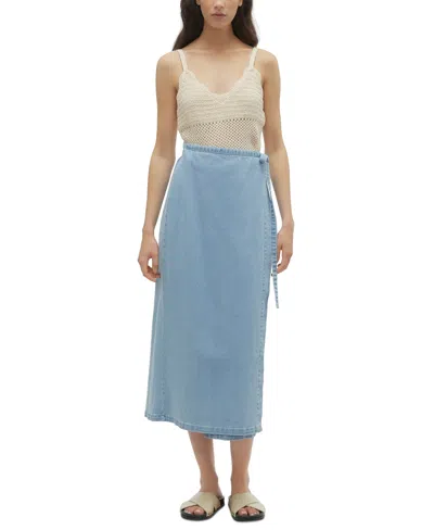 Vero Moda Women's Zinnia Solid Denim Wrap Midi Skirt In Light Blue