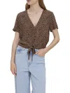 Vero Moda Womens Front Tie Cropped Blouse In Multi