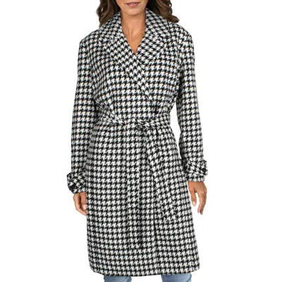 Vero Moda Womens Houndstooth Midi Wrap Coat In Black