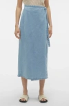 Vero Moda Women's Zinnia Solid Denim Wrap Midi Skirt In Light Blue Denim