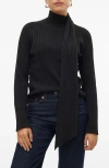 Vero Moda Zoey Rib Scarf Sweater In Black