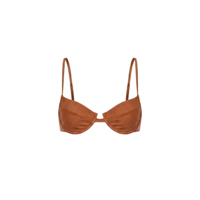 Veroni Swim Women's Brown Allura Lurex Bikini Top In Copper
