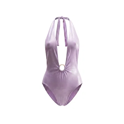 Veroni Swim Women's Purple Aelia Lurex One Piece Swimsuit In Lilac