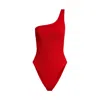 Veroni Swim Women's Red The Elvira Crinkle One-shoulder One Piece