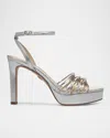 Veronica Beard Beverlee Ankle Strap Platform Sandal In Silver