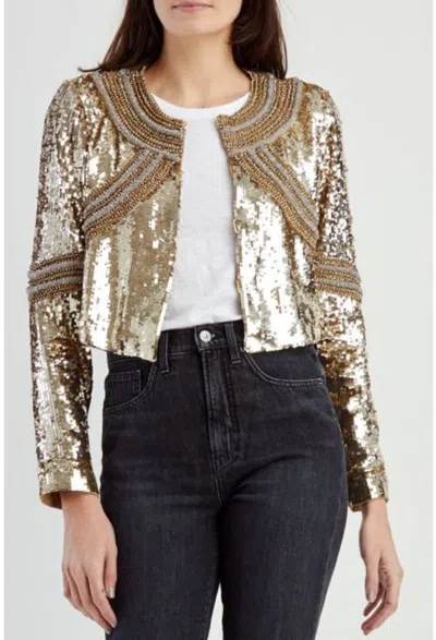 Pre-owned Veronica Beard $1198  Phaedra Sequin Jacket Sz Xs In Gold