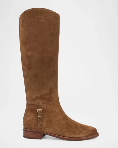 Veronica Beard 30mm Arabelle Suede Knee-high Riding Boots In Multi