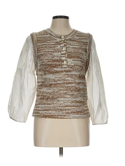 Veronica Beard 3/4 Sleeve Blouse In Brown