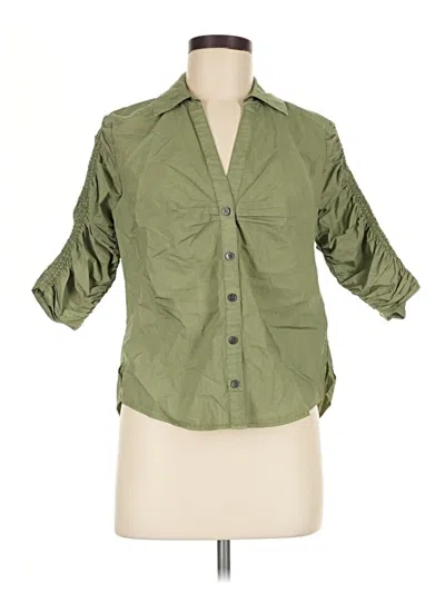 Pre-owned Veronica Beard 3/4 Sleeve Button Down Shirt In Green