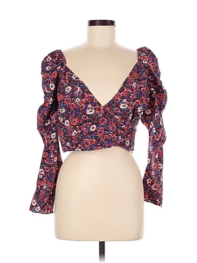 Veronica Beard 3/4 Sleeve Silk Top Red Sweetheart Neckline Tops