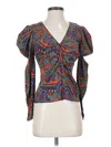 Veronica Beard Simmons Printed Ruched Blouse In Brown
