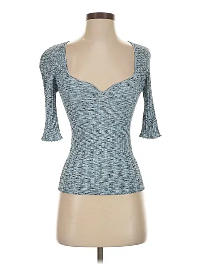 Pre-owned Veronica Beard 3/4 Sleeve Top Blue Sweetheart Neckline Tops
