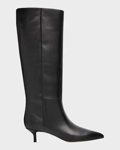 Veronica Beard 45mm Lisa Leather Knee-high Boots In Black
