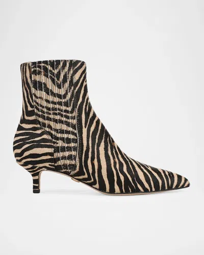 Veronica Beard 45mm Lisa Zebra Calf Hair Ankle Boots In Black