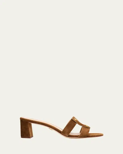 Veronica Beard 55mm Via Suede Block-heel Sandals In Brown