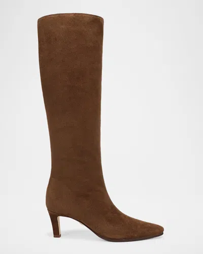 Veronica Beard 60mm Aisla Suede Knee-high Boots In Espresso S